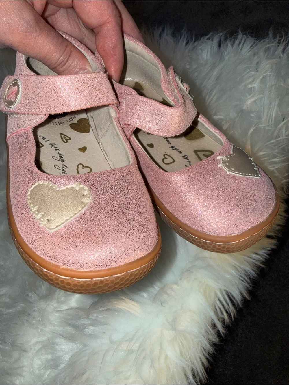 Livie & Luca- Pink Sparkle Mary Jane Shoes with Heart Accent
